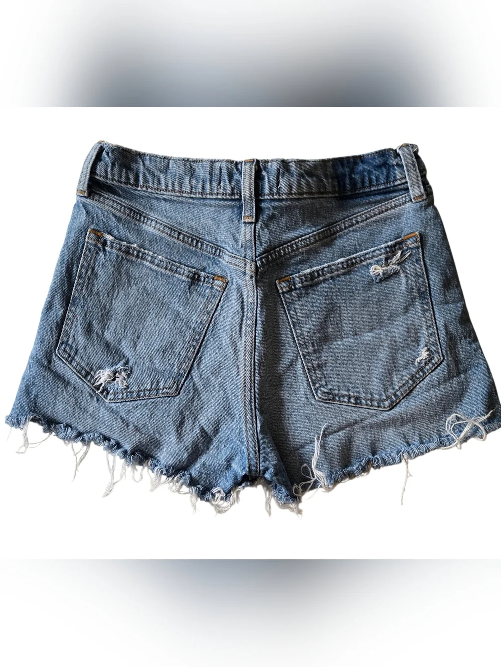 Abercrombie Mom Shorts 26 High Rise Distressed Denim Cutoff Raw Hem - Picture 2 of 7
